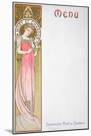 Moet and Chandon Menu, 1899-Alphonse Mucha-Mounted Giclee Print