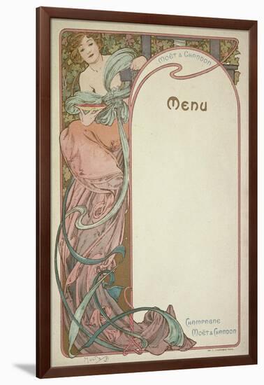 Moet and Chandon Menu, 1899-Alphonse Mucha-Framed Giclee Print