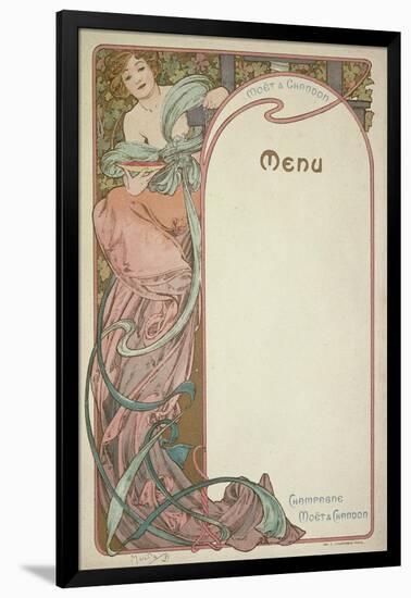 Moet and Chandon Menu, 1899-Alphonse Mucha-Framed Giclee Print