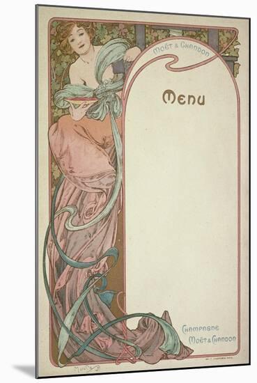 Moet and Chandon Menu, 1899-Alphonse Mucha-Mounted Giclee Print