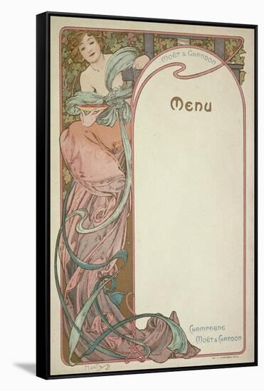 Moet and Chandon Menu, 1899-Alphonse Mucha-Framed Stretched Canvas