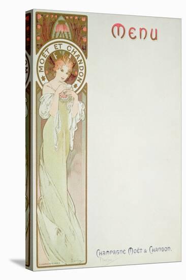 Moet and Chandon Menu, 1899-Alphonse Mucha-Stretched Canvas