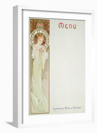 Moet and Chandon Menu, 1899-Alphonse Mucha-Framed Giclee Print