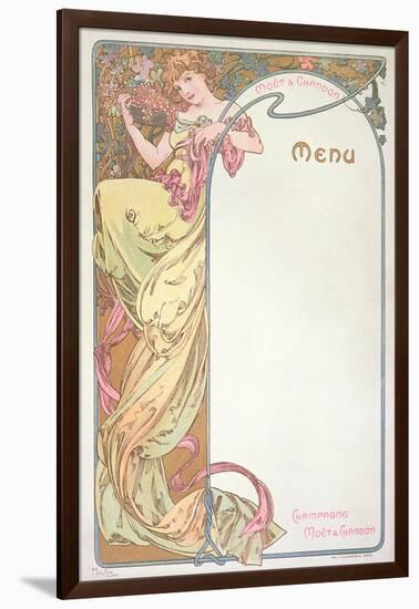 Moet and Chandon Menu, 1899-Alphonse Mucha-Framed Giclee Print