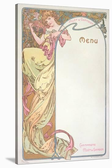 Moet and Chandon Menu, 1899-Alphonse Mucha-Stretched Canvas