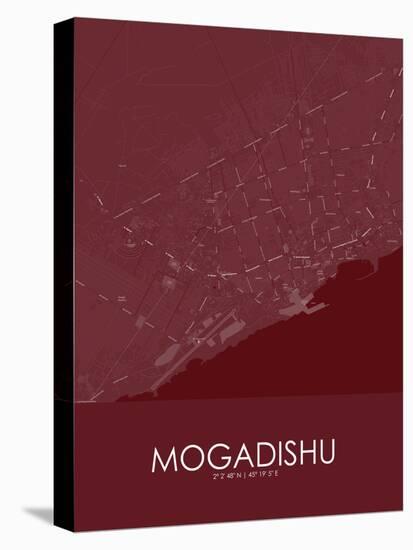 Mogadishu, Somalia Red Map-null-Stretched Canvas