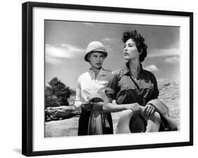 Mogambo by JohnFord with Grace Kelly and Ava Gardner, 1953 (b/w photo)-null-Framed Photo