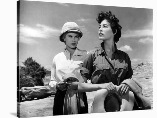 Mogambo by JohnFord with Grace Kelly and Ava Gardner, 1953 (b/w photo)-null-Stretched Canvas