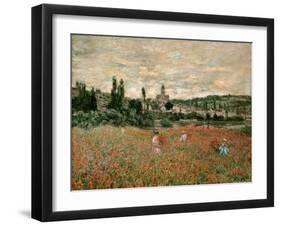 Mohnfeld Bei Vetheuil. Ca.1880-Claude Monet-Framed Giclee Print