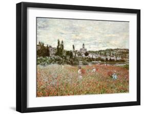 Mohnfeld bei Vetheuil. Ca.1880-Claude Monet-Framed Giclee Print