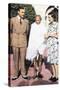 Mohondas Karamchand Gandhi (1869-194), Standing Between Lord and Lady Mountbatten-null-Stretched Canvas