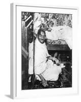 Mohondas Karamchand Gandhi (1869-194), Working at His Spinning Wheel-null-Framed Giclee Print