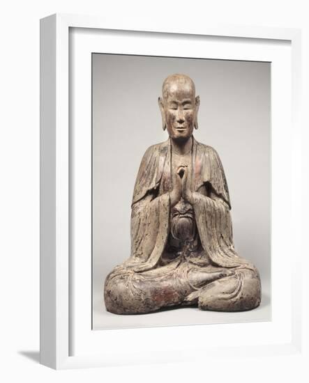 Moine assis, formant le sceau ésotérique du "Recueillement sur le sinciput du Buddha"-null-Framed Giclee Print