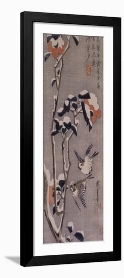 Moineaux et camélias sous la neige-Ando Hiroshige-Framed Giclee Print