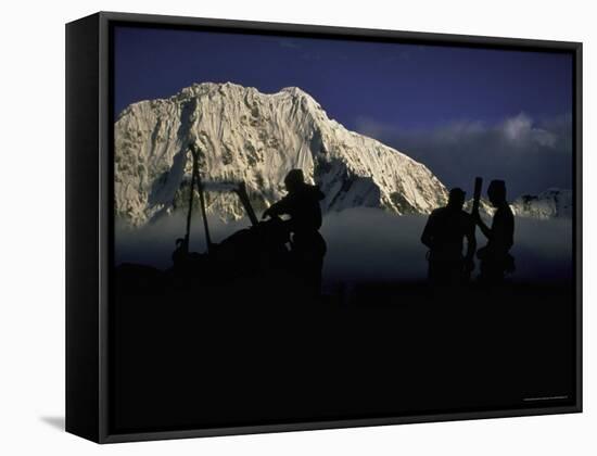 Mointaineering Shishapangma, Tibet-Michael Brown-Framed Stretched Canvas