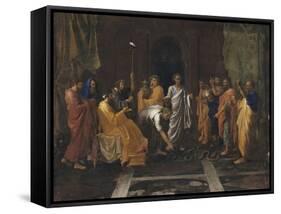 Moïse changeant en serpent la Verge d'Aaron-Nicolas Poussin-Framed Stretched Canvas