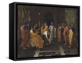 Moïse changeant en serpent la Verge d'Aaron-Nicolas Poussin-Framed Stretched Canvas