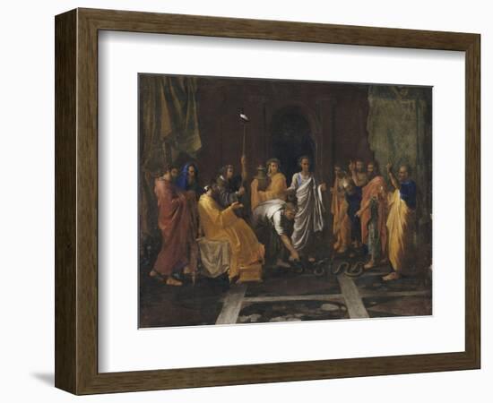 Moïse changeant en serpent la Verge d'Aaron-Nicolas Poussin-Framed Giclee Print