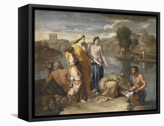 Moïse sauvé des eaux-Nicolas Poussin-Framed Stretched Canvas