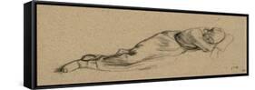 Moissonneuse endormie, ?ndue de droite ?auche-Jean-François Millet-Framed Stretched Canvas