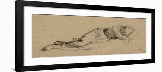 Moissonneuse endormie, ?ndue de droite ?auche-Jean-François Millet-Framed Premium Giclee Print