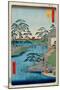 Mokuboji Temple And Vegetable Fields on Uchigawa Inlet (One Hundred Famous Views of Edo)-null-Mounted Giclee Print