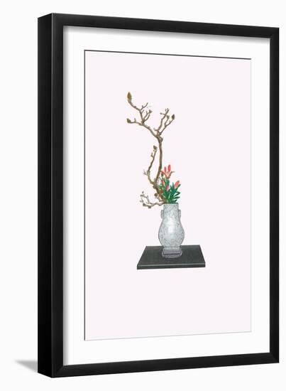 Mokuren & Yuri (Magnolia And Lily) In Kenryu-Josiah Conder-Framed Art Print