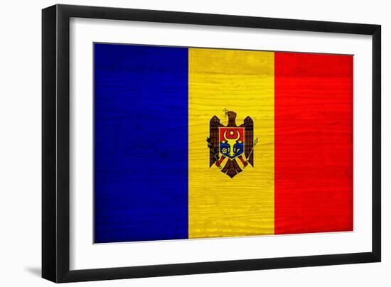 Moldova Flag Design with Wood Patterning - Flags of the World Series-Philippe Hugonnard-Framed Art Print