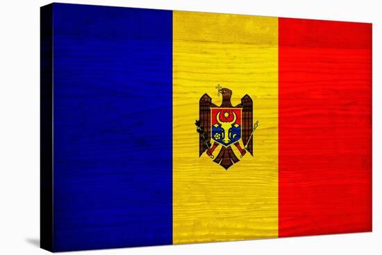 Moldova Flag Design with Wood Patterning - Flags of the World Series-Philippe Hugonnard-Stretched Canvas