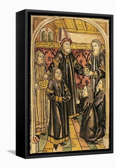 Moldovan Delegation Received by Pope Benedict XII-null-Framed Stretched Canvas