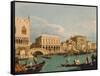 Mole und Riva degli Schiavoni as seen from Bacino di S.Marco-Canaletto (Giovanni Antonio Canal)-Framed Stretched Canvas