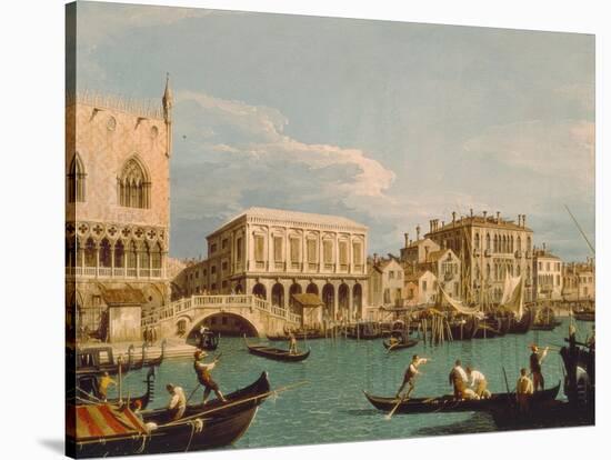 Mole und Riva degli Schiavoni as seen from Bacino di S.Marco-Canaletto (Giovanni Antonio Canal)-Stretched Canvas