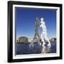 Molecule Man by Jonathan Borofsky, Spree River, Treptow, Berlin, Germany, Europe-Markus Lange-Framed Photographic Print