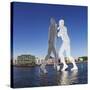 Molecule Man by Jonathan Borofsky, Spree River, Treptow, Berlin, Germany, Europe-Markus Lange-Stretched Canvas