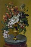 Vase on round table, Oil on canvas. MOLET.  ACADEMIA DE BELLAS ARTES DE SAN JORGE, BARCELONA, SPAIN-MOLET-Framed Stretched Canvas