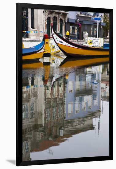 Moliceiro Boats by Art Nouveau Buildings Canal, Averio, Portugal-Julie Eggers-Framed Premium Photographic Print