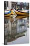 Moliceiro Boats by Art Nouveau Buildings Canal, Averio, Portugal-Julie Eggers-Stretched Canvas