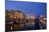 Moliceiro Boats Docked by Art Nouveau Style Buildings along the Central Canal.-Julianne Eggers-Mounted Photographic Print