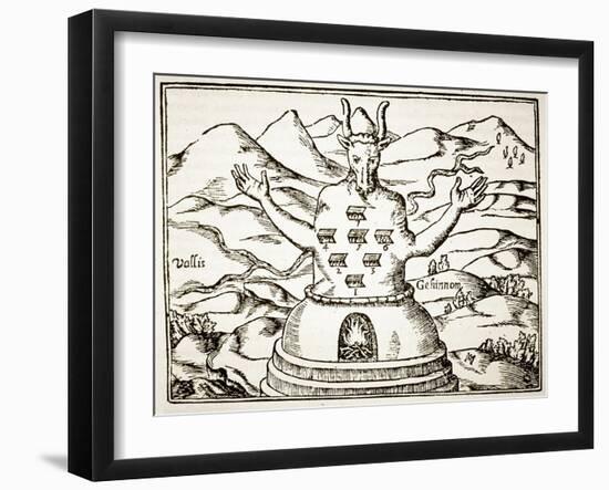 Moloch, Copy of an Illustration from 'Oedipus Aegyptiacus' by Athanasius Kirchner, Rome 1652-Italian School-Framed Giclee Print