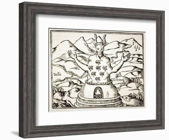 Moloch, Copy of an Illustration from 'Oedipus Aegyptiacus' by Athanasius Kirchner, Rome 1652-Italian School-Framed Giclee Print