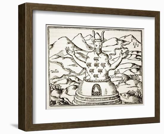 Moloch, Copy of an Illustration from 'Oedipus Aegyptiacus' by Athanasius Kirchner, Rome 1652-Italian School-Framed Giclee Print