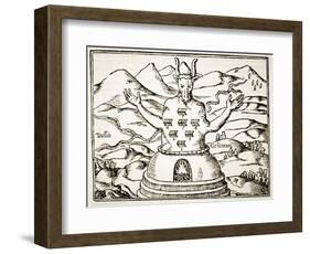 Moloch, Copy of an Illustration from 'Oedipus Aegyptiacus' by Athanasius Kirchner, Rome 1652-Italian School-Framed Giclee Print