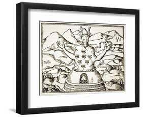 Moloch, Copy of an Illustration from 'Oedipus Aegyptiacus' by Athanasius Kirchner, Rome 1652-Italian School-Framed Giclee Print