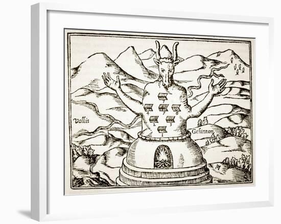 Moloch, Copy of an Illustration from 'Oedipus Aegyptiacus' by Athanasius Kirchner, Rome 1652-Italian School-Framed Giclee Print