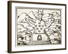 Moloch, Copy of an Illustration from 'Oedipus Aegyptiacus' by Athanasius Kirchner, Rome 1652-Italian School-Framed Giclee Print