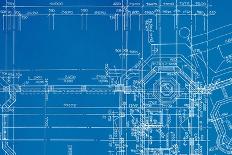 Architectural Drawing, Made by Hand on a Blue Background-molodec-Art Print