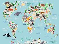 Animal Map of the World for Children and Kids-Moloko88-Art Print