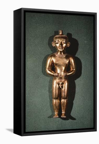 Molten Gold Lost Wax Statue Depicting a Cacique, Artifact Originating from Sammaraya-null-Framed Stretched Canvas