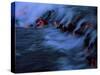 Molten Lava Flowing Into the Ocean-Brad Lewis-Stretched Canvas