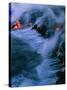 Molten Lava Flowing Into the Ocean-Brad Lewis-Stretched Canvas